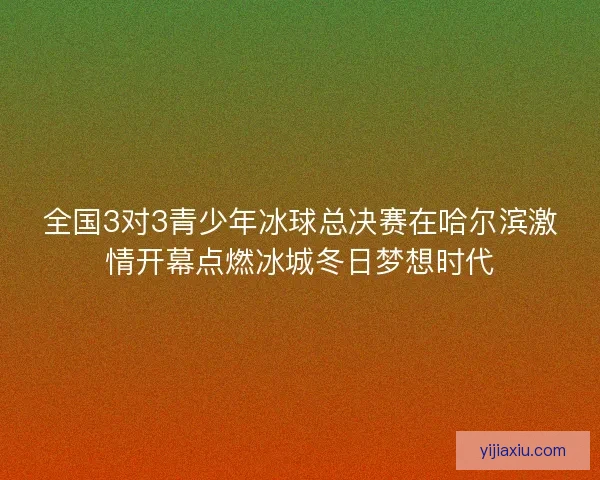 全国3对3青少年冰球总决赛在哈尔滨激情开幕点燃冰城冬日梦想时代