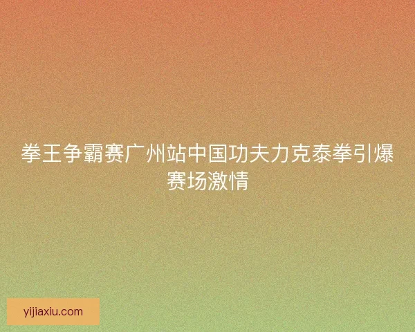 拳王争霸赛广州站中国功夫力克泰拳引爆赛场激情