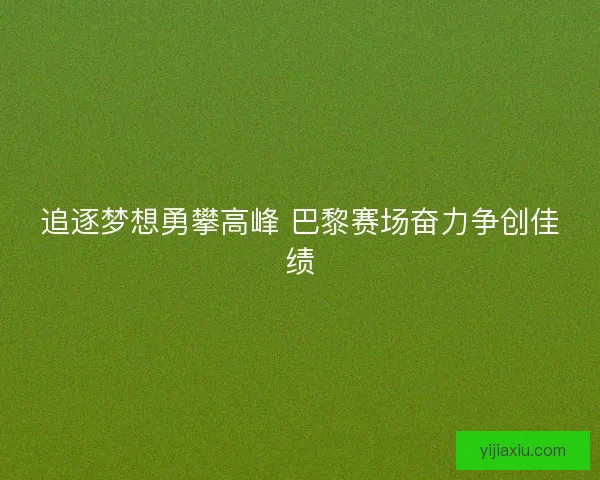 追逐梦想勇攀高峰 巴黎赛场奋力争创佳绩